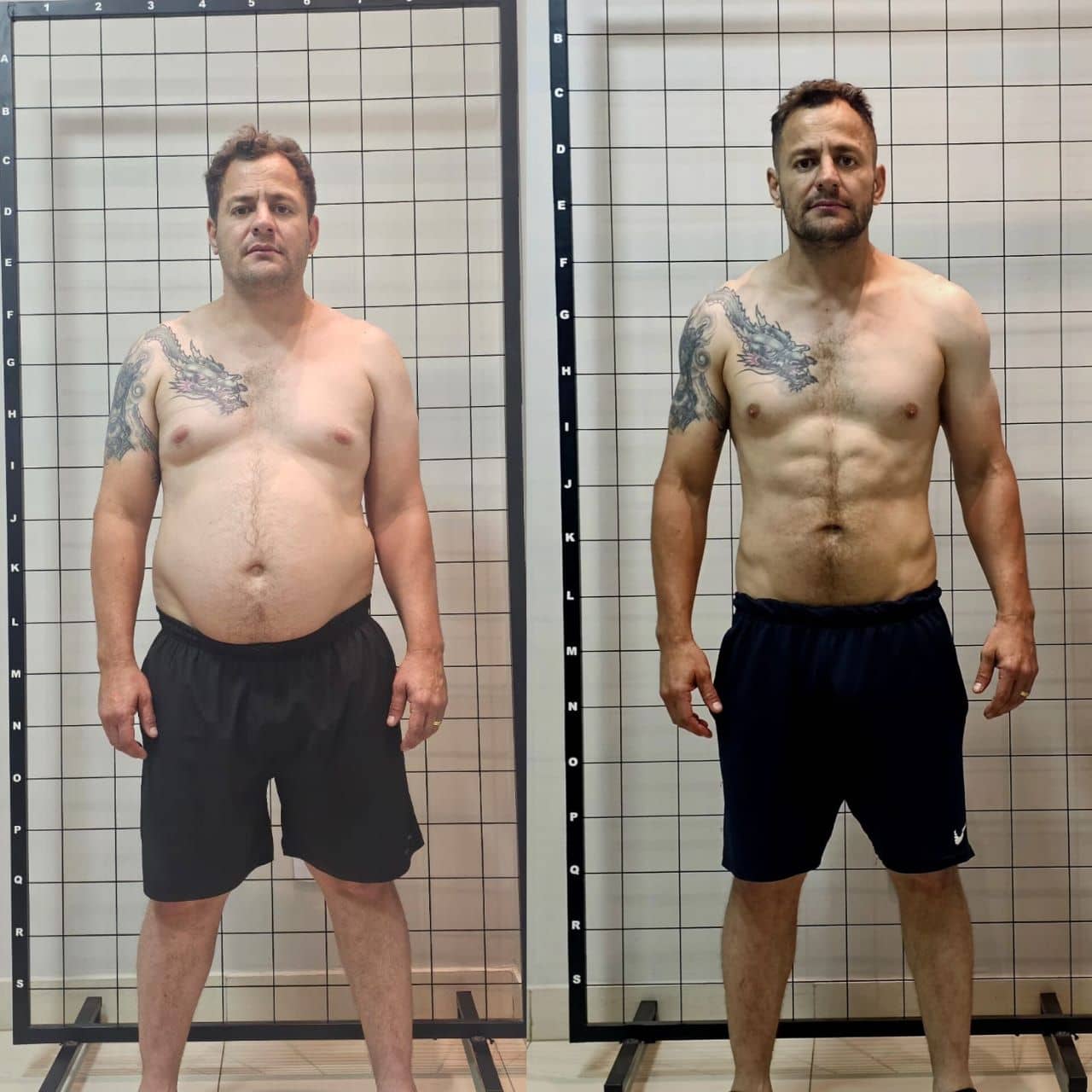 Transformação antes e depois